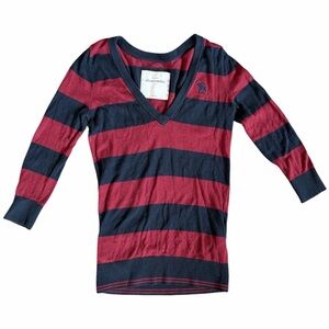 Abercrombie kids v neck 3/4 sleeve striped sweater